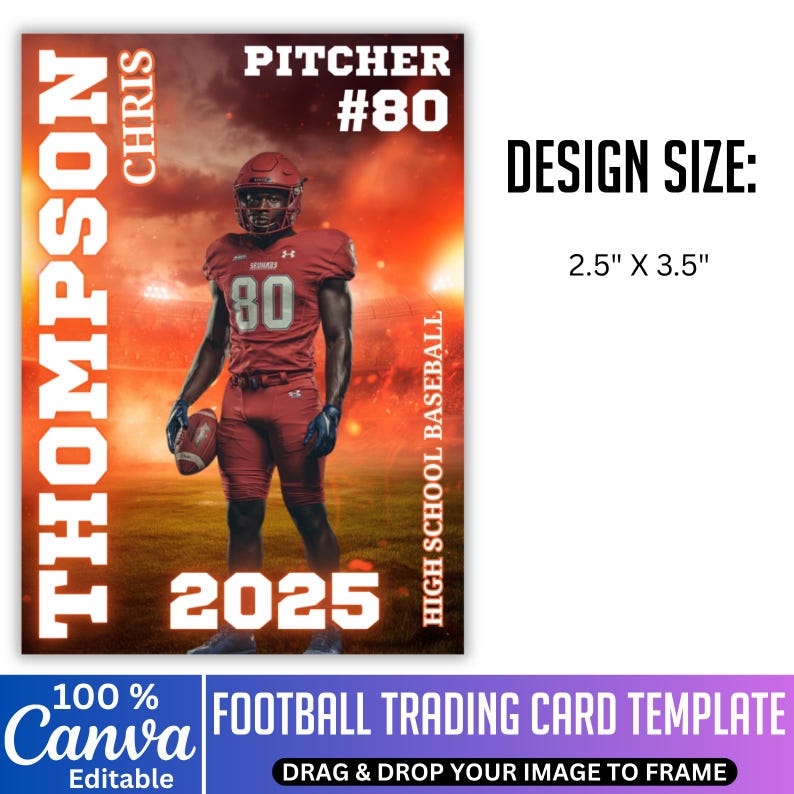 10 Football Trading Card Canva Template, Editable Double-sided Player ...