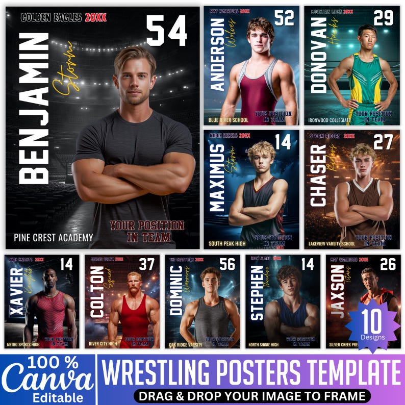 Wrestling Poster Canva Template, Editable Wrestling Banner Sports