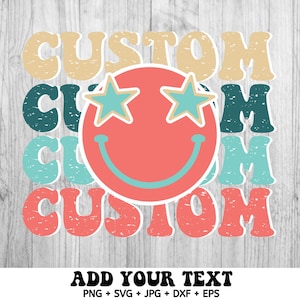 Aangepaste schoolmascotte PNG, gepersonaliseerde SVG, School Spirit PNG Svg, Team Star Eyes, sportteam svg, pastel smiley, Instant Download