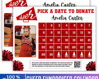 Cheer Fundraiser Calendar, Canva Editable Pick a Date to Donate, Cheerleading Team Fundraiser, Printable School Sports Fundraiser, Download