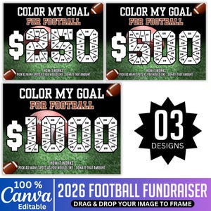 03 Football Fundraiser Canva Editable Template, Custom Football Fundraiser 2026, Fill in Fundraiser Football Board Team, Digital File