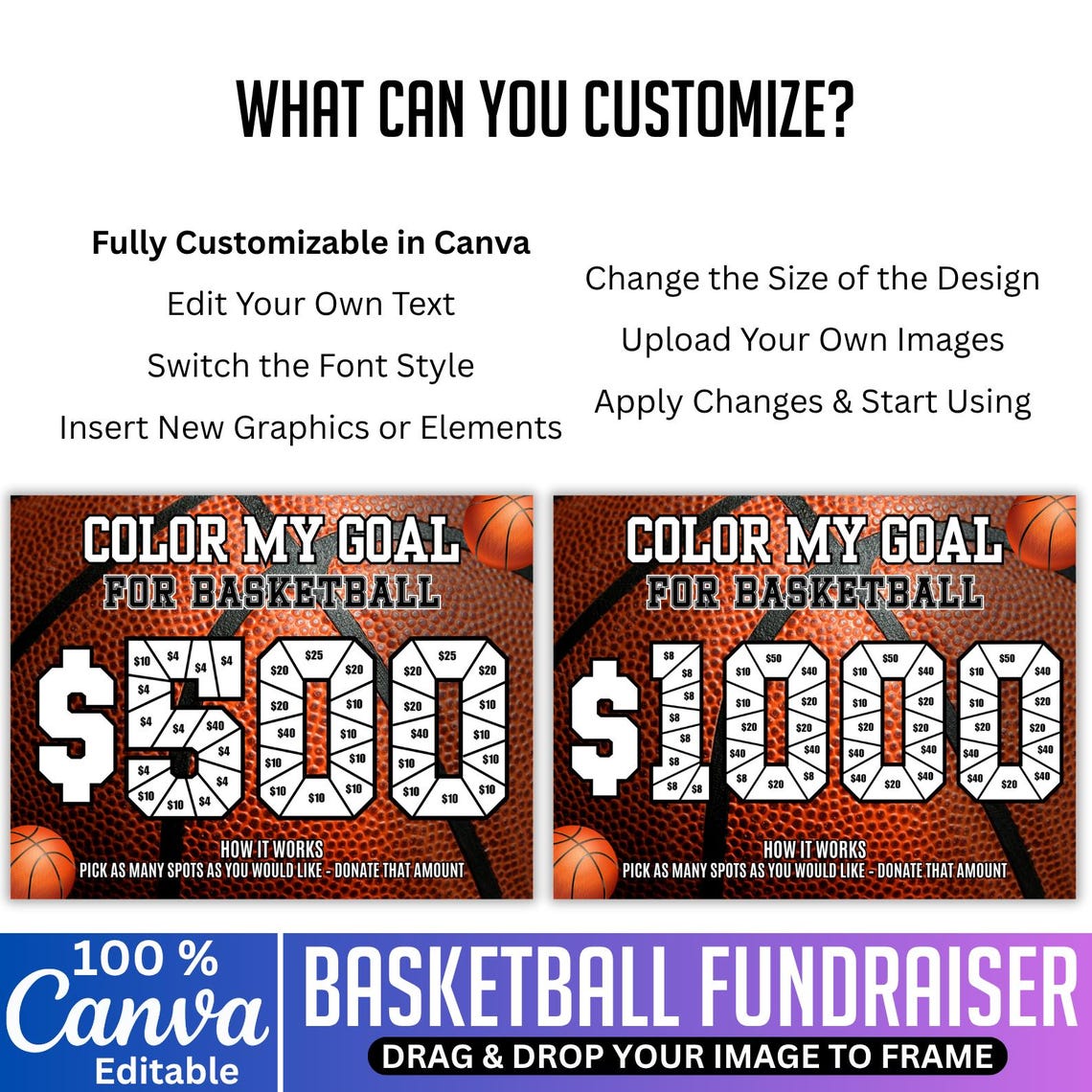 03 Basketball Fundraiser Canva Editable Template, Custom Basketball ...