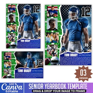 Senior Yearbook Football Canva Template, Yearbook Full Page Half Page Quarter Page, Senior Football Yearbook Ad Boy, Yearbook Sport Template