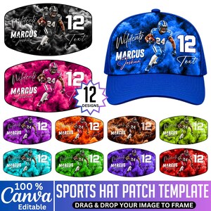 Sports Hat Patch Canva Template, Editable Football Hat Patch, Sports Team Cap Design, Custom Team Hat, Game Day Patch Template, Digital File