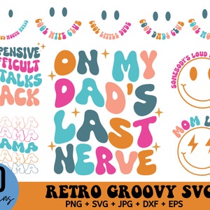 30 Retro Groovy SVG Bundle, Ästhetisches svg, Gewellter Text svg, Trendy svg, Retro SVG, Inspirational svg, Motivations svg, Retro Geburtstag svg