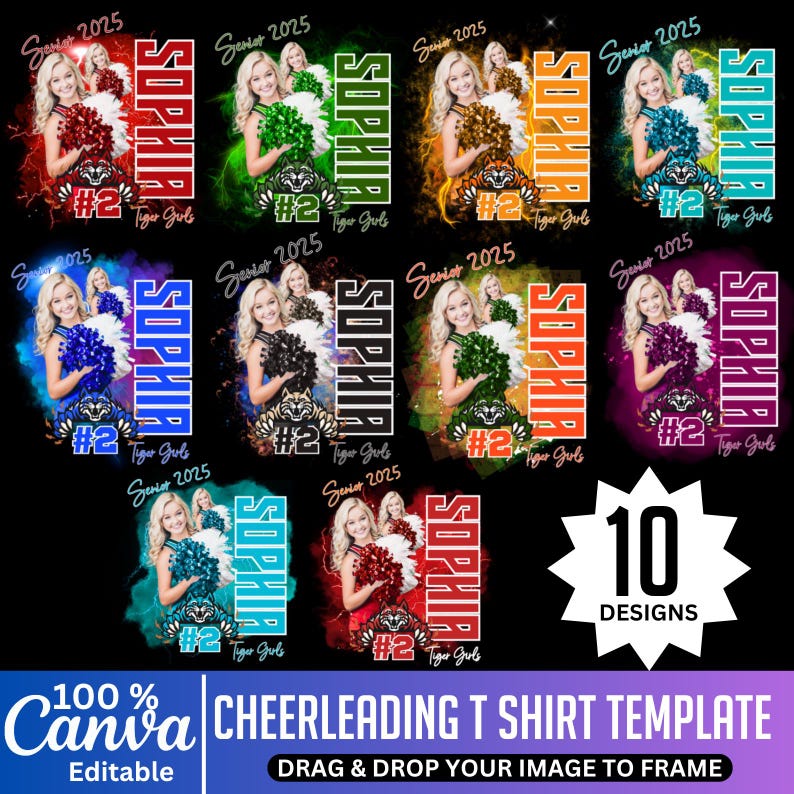 Cheerleading Editable T Shirt Template Game Day Design, Template Bundle