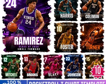 10 Basketball T Shirt Canva Editable Template, Basketball  T Shirt Designs, Drag And Drop Senior Basketball Team Designs, Digital Background
