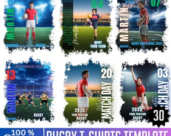 Rugby T Shirt Canva Template, Rugby Editable Canva Designs, Personalized High School Sport Sublimation, Football Bootleg T Shirt Designs