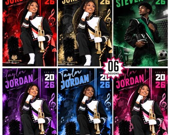 06 Marching Band Banner Template, Marching Band Senior Night Banner, Canva Editable Band Poster, Senior Photo Sign, Colorguard, Music Team