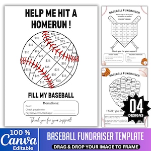 Editable Fill My Baseball Fundraiser Template, Baseball Sponsor My Season Template, Baseball Fundraiser, Color My Baseball Fundraising Form
