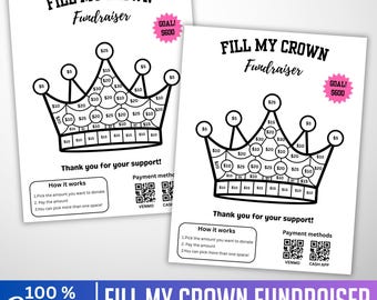 Fill My Crown Pageant Fundraiser Template, Canva Editable  Donation Tracker, Beauty Pageant Sponsorship Form, Crown Goal Fundraising Chart