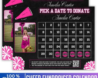 Cheer Fundraiser Calendar, Canva Editable Pick a Date to Donate, Cheerleading Team Fundraiser, Printable School Sports Fundraiser, Download