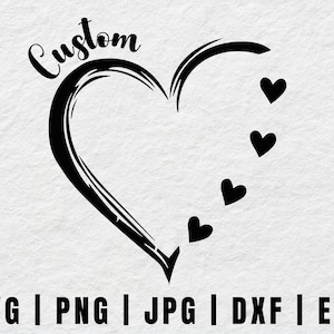 SVG de corazón personalizado para niños, diseño personalizado para mamá, diseño personalizado para papá, SVG del Día de la Madre, SVG de corazón con garabatos, apellido personalizado