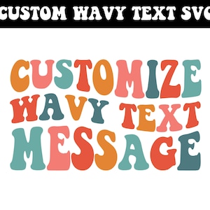 Texte ondulé personnalisé Svg, svg empilé ondulé personnalisé, lettres ondulées personnalisées svg, svg polices ondulées personnalisées, polices ondulées personnalisées ondulées rétro Svg dxf eps