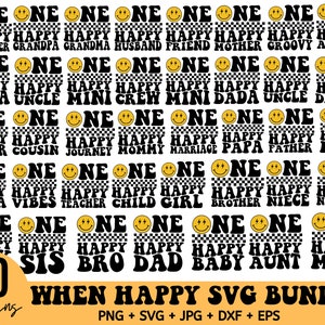 Pacote de SVG de aniversário combinando com um cara feliz, Uma família feliz em PNG, Família de aniversário em PNG, Rosto sorridente retrô em SVG, Primeiro aniversário de menino e menina em SVG