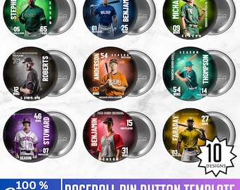 Baseball Pin Button Template, Canva Editable Sports Badge Design, Printable Team Button, Custom Baseball Players Badge, Digital Download