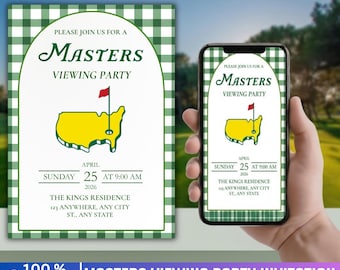 Masters Viewing Party Invitation Template, Canva Editable Golf Watch Party Invite, Augusta Golf Tournament, Printable Golf Party Invite