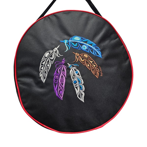 Drum bag Sacred Feathers by Angela Kimble