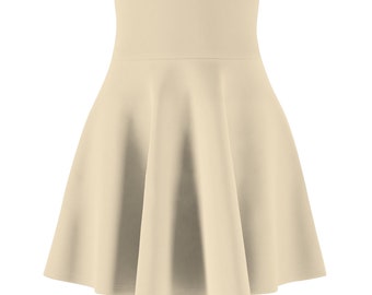 High Waist Beige Skater Skirt