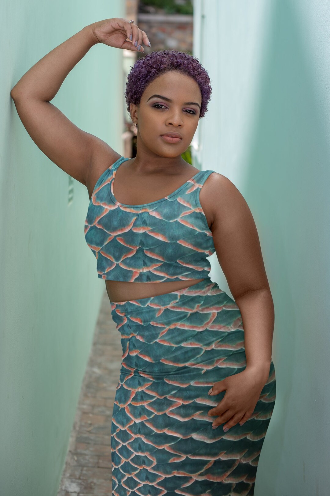Mermaid Scales Natural Shells Embellished Satin Mini Skirt main image 1