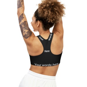 Buy Personalized Sports Bra Custom Bra Customize With Your Photo Logo  Graphic Custom Text Quote Self Gift Online in India 