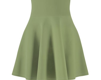 High Waist Olive Skater Skirt