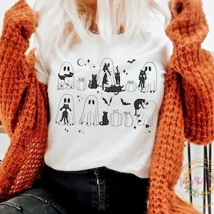 Ghost Cat Shirt, Funny Halloween Ghost Cat Shirt, Ghost Shirt for Cat Lovers, Ghost Halloween Shirt, Halloween Pumpkin Shirt  Women, Cat Tee