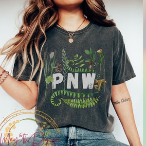 PNW Shirt, Hiking Shirt Oregon Shirt Washington State pnw Clothing Gifts Pine Tree Shirt Nature Lover Gift Outdoor Camp Shirt Upper Left