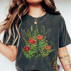 Comfort Colors® Poppies T Shirt, Watercolor Poppy Flowers Shirt, Wildflowers Shirt, Cottagecore Shirt, Gardening Shirt, Boho Plant Shirt