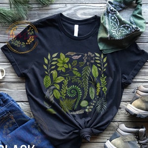 Camiseta con estampado botánico de helechos Camiseta con helechos Hoja de helecho Estampado de helechos Estampados de helechos Estampado de helechos Camiseta de amante de la naturaleza Camiseta de flores silvestres Regalo de jardinería