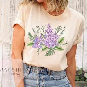 Lilac Shirt, Floral Shirt, Lilac Lover Shirt, Lilac Gifts, Mothers Day, Gift For Women, Wild Flower Cottage Core Shirt, Garden Lover Shirt
