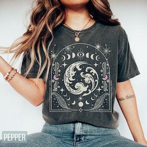 Mystical Yin and Yang Shirt, Comfort Colors® Sun and Moon Shirt, Mystical Sun Shirt, Oversized Tee, Aesthetic Shirt, Celestial Shirt Indie