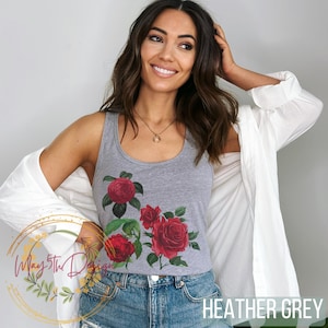 Vintage Wild Flower Boho Tanks, Tank tops for Women, Light Weight Summer Tops and Tees for Women, Flower Tanks, Floral Tank Top, Flower Tee