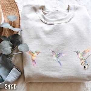 Hummingbird Crewneck, Hummingbird Sweatshirt, Bird Crewneck, Bird Lover Gift, Bird Print Design, Hummingbird Clothing, Cottagecore Clothing