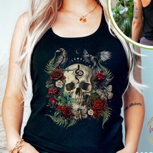 Chemise gothique femme, Haut gothique femme, Vêtements gothiques, Chemise gothique, Squelette, Chemise tête de mort, Chemise gothique pastel, Vêtements grunge, Débardeurs gothiques