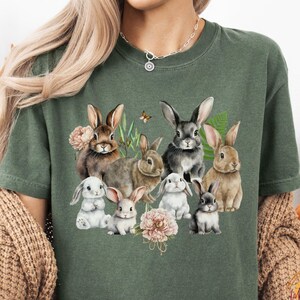 Comfort Color Spring Floral Cottagecore Easter Bunny Shirt Rabbit T shirt Cute Rabbit Shirt Happy Easter Day Gift Easter Shirt Rabbit Lover