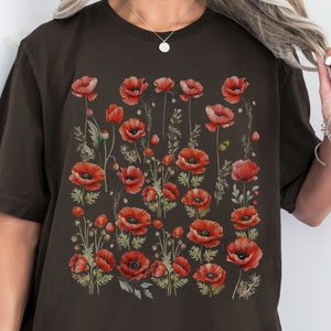 Poppies Shirt, Blooming Poppies, Watercolor Poppy Flower Shirt, Poppy Flower Shirt, Poppy Flower Design, Boho Wildflowers Cottagecore Shirt