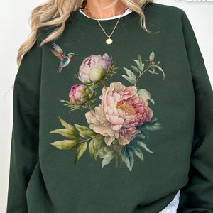 Sudadera con flores, sudadera con flores, sudadera con flores silvestres, sudadera con cuello redondo con flores, sudadera con flores para amantes, sudadera con cuello redondo estilo cottagecore boho