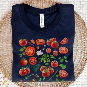 Tomate Shirt, Tomate T-Shirt, Cottagecore Botanischer Garten Retro 90er Jahre T-Shirt, Tomate Frucht Boho Grafik T-Shirt, Ästhetik, Sommer Shirt