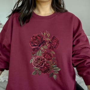 Sweat rose, sweat roses, pull rose, pull roses, sweat fleuri, sweat fleurs sauvages, sweat rose vintage femme