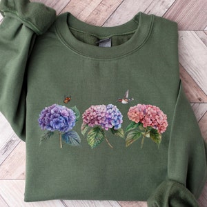 Hummingbird Sweatshirt, Floral Hummingbird Shirt, Hummingbird Flowers Shirt, Hummingbird Clothing, Butterfly, Crewneck, Sweater, Best Gifts