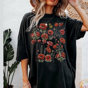 Boho Wildflowers Cottagecore Shirt, Plants Shirt, Floral Shirt, Garden Shirt, Flower Lover Gift, Gift for Her, Gift for Women, Oversized Tee