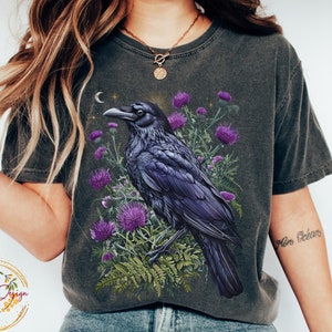 Raven Bird Shirt, Raven Tarot Shirt, Comfort Colors, Vintage Raven Shirt, Goblincore Shirt, Gothic Tshirt, Witchy Shirt, Mystical Witchy Tee