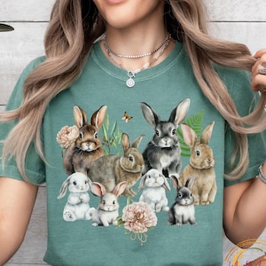 Rabbit T-shirt, Funny Rabbit T-shirt, Cute Rabbit Shirt, Rabbit Print Shirt, Rabbit Lover Shirt, Happy Easter Day Gift, Cute Easter Shirt