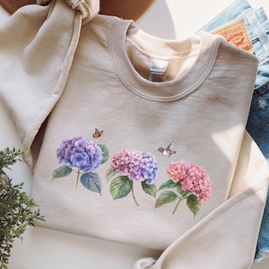 Hummingbird Sweatshirt, Floral Hummingbird Shirt, Hummingbird Flowers Shirt, Hummingbird Clothing, Butterfly, Crewneck, Sweater, Best Gifts