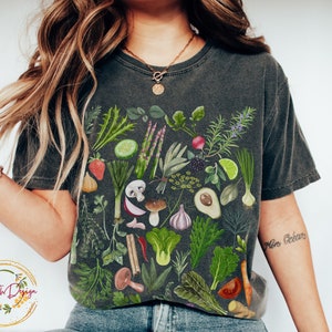 Vegetable Shirt, Comfort Colors® Head Chef and Sous Shirt, Vegetable Print Shirt, Fruit Veggie Cottagecore t shirt, Gift for Gardener Shirt