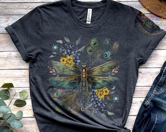 Dragon Fly t shirt, Dragon Fly Shirt, Dark Academia Tee Shirt, Insect Shirt, Bug Shirt, Cottagecore Shirt, Goblincore Clothing, Gift for Her