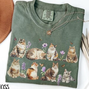 Butterfly Cat Shirt, Cat Shirt Comfort Colors, Cat Gardening Shirt, Alley Cat Shirt, Cottagecore Cat Shirt, Cat Person Gift for Cat Lovers
