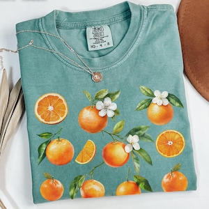 Vintage Orange Shirt Oranges Graphic Tshirt Summer Aesthetic Fruit Shirt Cottagecore Clothing Orange Tee Spring Citrus Tshirt Flower Tshirt