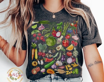 Vegetable Print Shirt, Vegetable Shirt, Foodie Gift, Garden Shirt, Gardening Shirt, Plant Lady Shirt, Carrot Shirt, Vegan Gift, Plant Lover